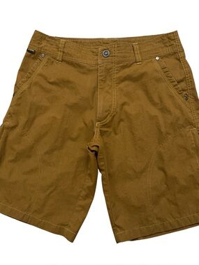 Kuhl Cargo Shorts Mens Size 30 Patina Dye Hiking Utility Zip Pockets Tan Brown